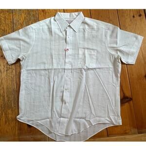 Vintage Sear's Mens Perma Prest White Button Down Shirt. Short Sleeve Size 17